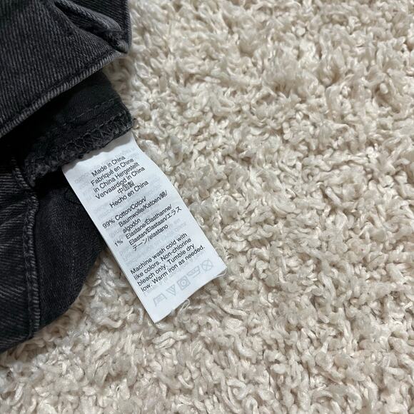 Madewell 27 Washed Out Black Raw Frayed Hem Stretch Denim Straight Mini Skirt - Picture 5 of 5